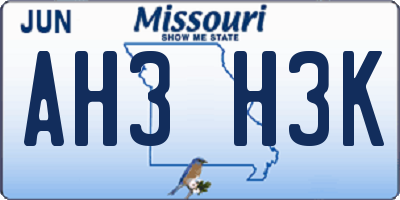 MO license plate AH3H3K