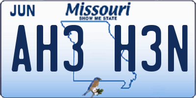 MO license plate AH3H3N