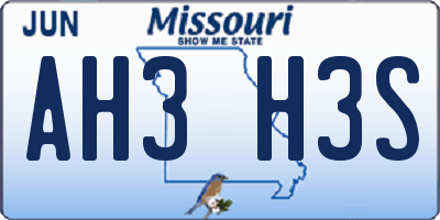 MO license plate AH3H3S