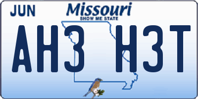 MO license plate AH3H3T