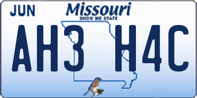 MO license plate AH3H4C