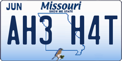 MO license plate AH3H4T
