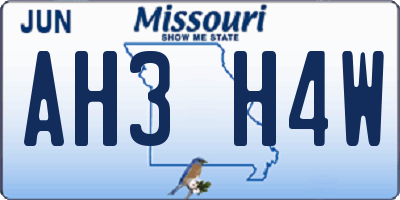 MO license plate AH3H4W