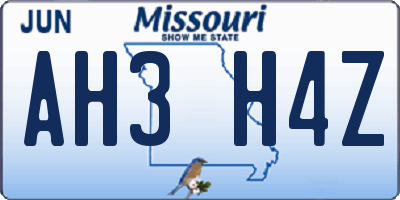 MO license plate AH3H4Z