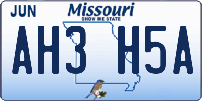 MO license plate AH3H5A