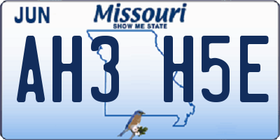 MO license plate AH3H5E