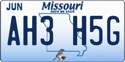 MO license plate AH3H5G
