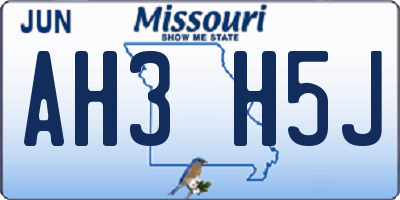 MO license plate AH3H5J