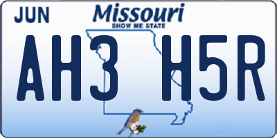 MO license plate AH3H5R