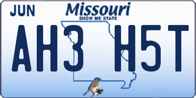 MO license plate AH3H5T