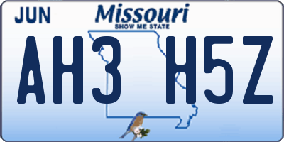 MO license plate AH3H5Z