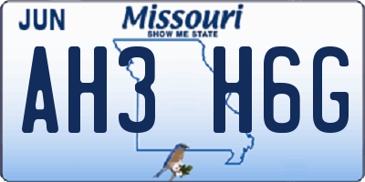 MO license plate AH3H6G