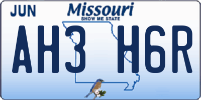 MO license plate AH3H6R