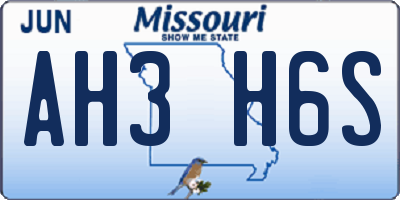 MO license plate AH3H6S