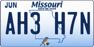 MO license plate AH3H7N