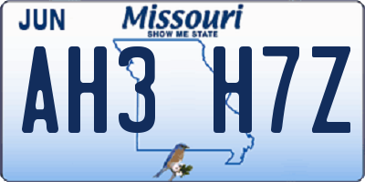 MO license plate AH3H7Z
