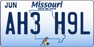 MO license plate AH3H9L