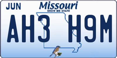 MO license plate AH3H9M
