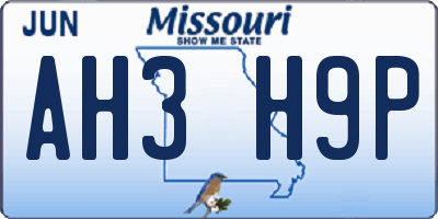 MO license plate AH3H9P