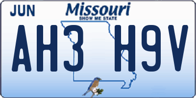 MO license plate AH3H9V