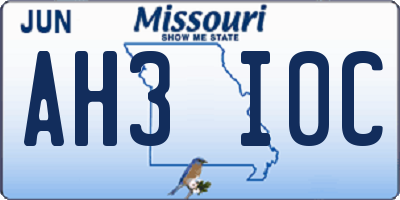 MO license plate AH3I0C