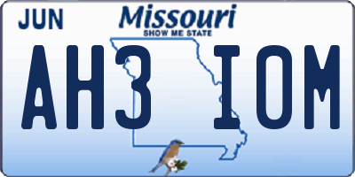 MO license plate AH3I0M