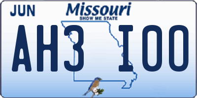 MO license plate AH3I0O