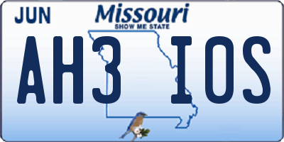MO license plate AH3I0S