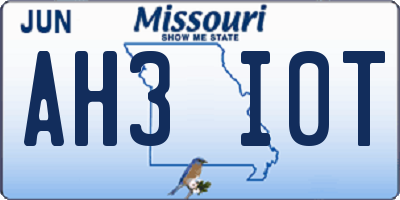 MO license plate AH3I0T