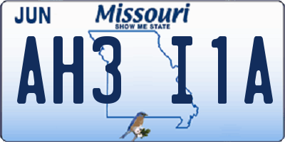 MO license plate AH3I1A