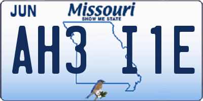 MO license plate AH3I1E
