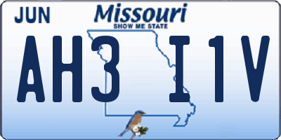 MO license plate AH3I1V