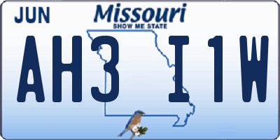 MO license plate AH3I1W