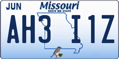 MO license plate AH3I1Z