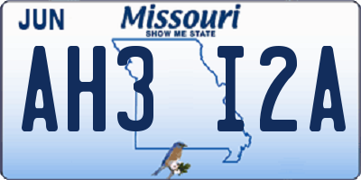MO license plate AH3I2A