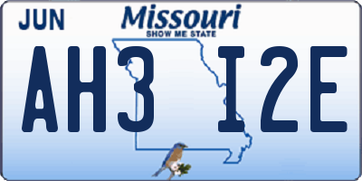 MO license plate AH3I2E