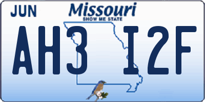 MO license plate AH3I2F