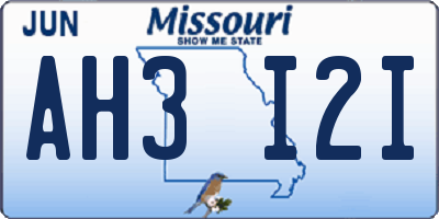 MO license plate AH3I2I