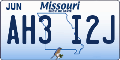 MO license plate AH3I2J