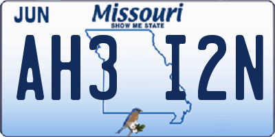 MO license plate AH3I2N