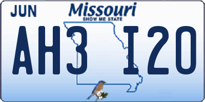 MO license plate AH3I2O