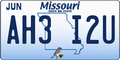 MO license plate AH3I2U