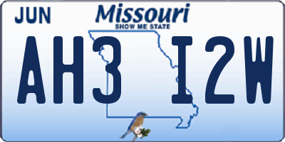 MO license plate AH3I2W