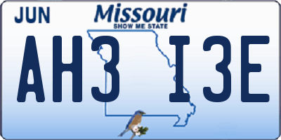 MO license plate AH3I3E