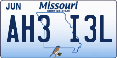 MO license plate AH3I3L