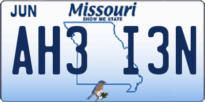 MO license plate AH3I3N