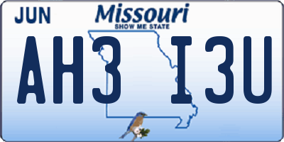 MO license plate AH3I3U