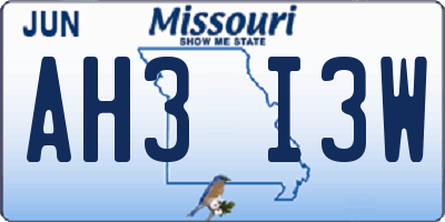 MO license plate AH3I3W