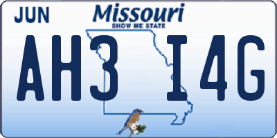 MO license plate AH3I4G
