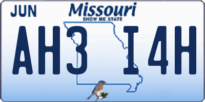MO license plate AH3I4H